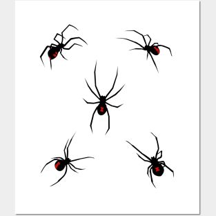 Halloween Trick Or Treat Black Widow Spiders Posters and Art